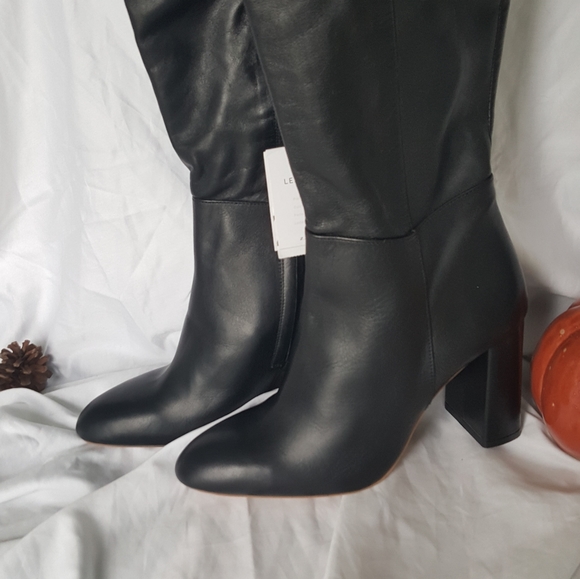 NWT ZARA Black Leather Heeled Boots - Picture 8 of 13